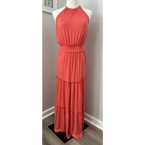 Pink Lily Dresses & Skirts - Pink Lily Coral Halter Neck Maxi Dress Sz S. Boho Style